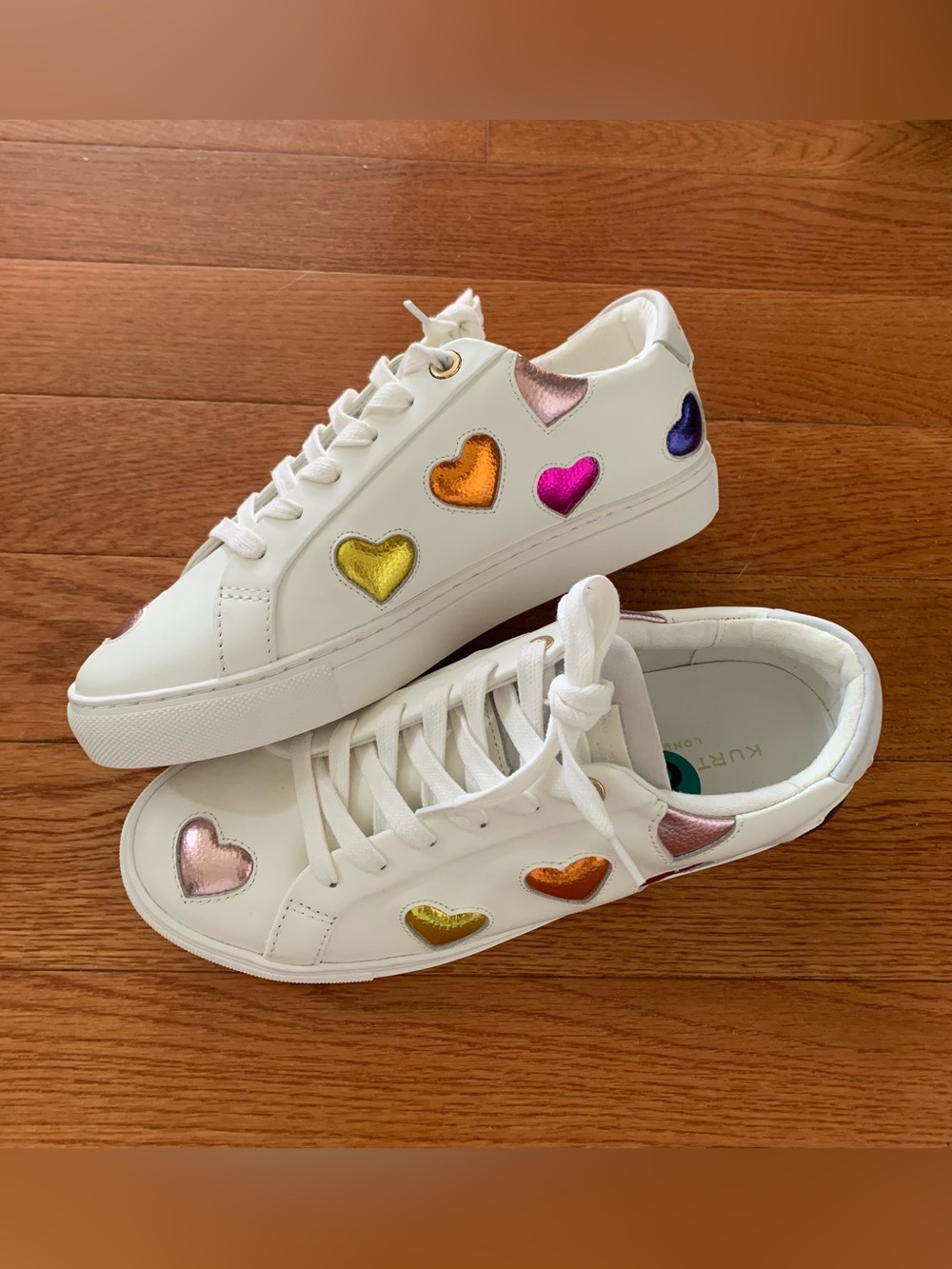 Kurt Geiger London Lane Love white leather Sneakers trainers shoes W8/39 NWOT